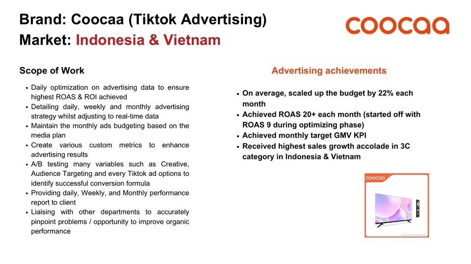 Jasa Iklan TikTok Coocaa Indonesia Vietnam - Meningkatkan ROI dan Pertumbuhan Penjualan