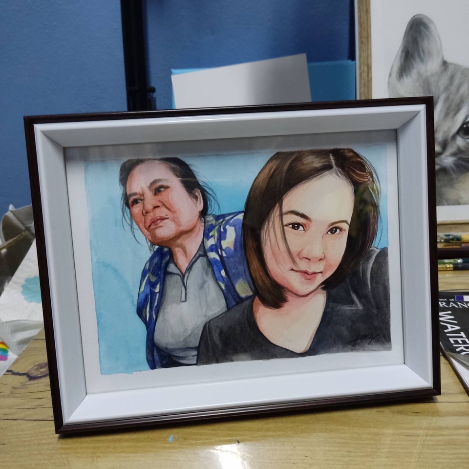 วาดภาพเหมือน Portrait - รับวาดภาพเหมือน สีน้ำ พร้อมกรอบรูปน่ารัก - 29