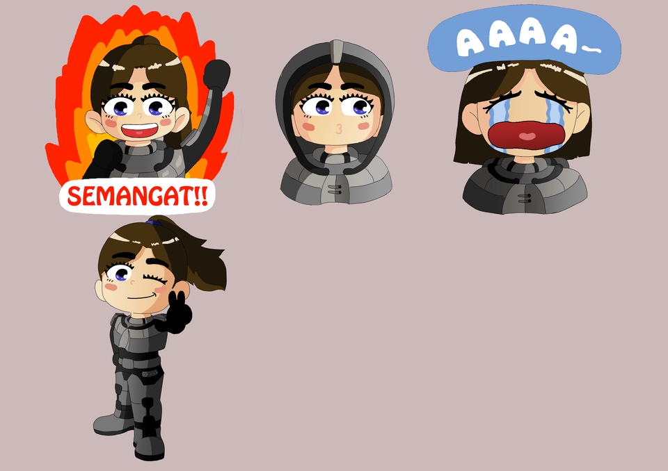 Ilustrasi kartun wanita dengan berbagai ekspresi, cocok untuk jasa ilustrasi karakter