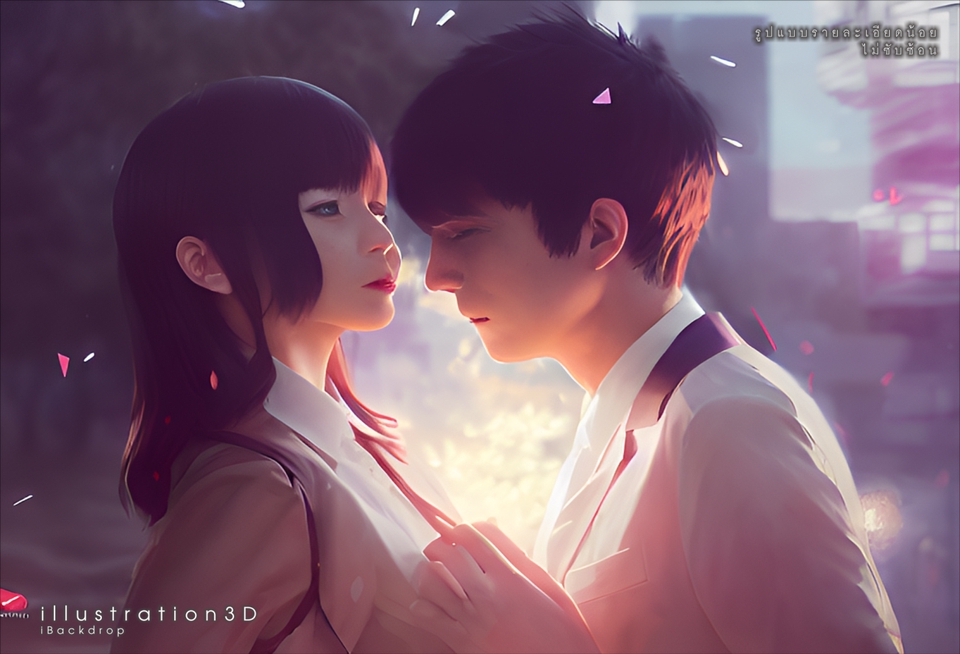 รับวาดภาพประกอบคู่รัก ดิจิตอลเพ้นท์ สไตล์อน