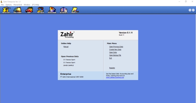 Jasa akuntansi Zahir Enterprise software versi 5.1.17 untuk perusahaan