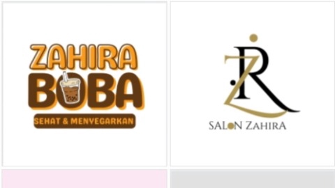 Jasa desain logo online untuk usaha boba dan salon bernama Zahira.
