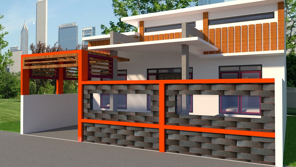 3D & Perspektif - 3d MODELING RUMAH SEDERHANA - 10