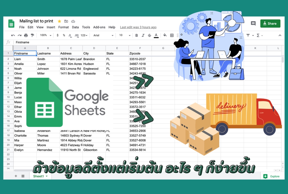 อื่นๆ - คลีนข้อมูล ที่อยู่ลูกค้าบน Google Sheet - Excel โปรแกรมคัดแยกข้อมูล ใช้งานได้ตลอดชีพ - 2