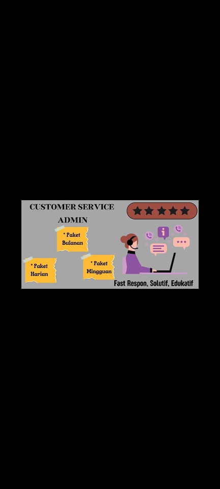 Jasa Admin Online Shop dengan layanan customer service cepat, solutif, dan edukatif. Tersedia paket harian, mingguan, dan bulanan.