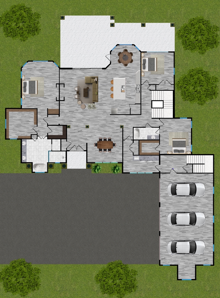 Denah desain interior rumah minimalis 3d untuk desain rumah 2 lantai.
