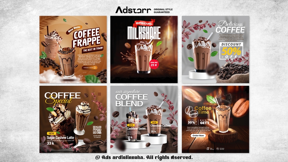 Jasa desain banner Instagram, template desain banner promosi produk minuman kopi untuk media sosial.