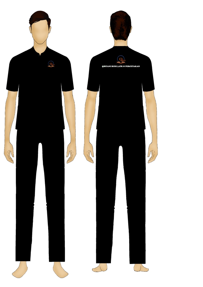 Desain kaos pria polos dengan tulisan "Gurita Berkulit & Percakapan" di bagian depan.