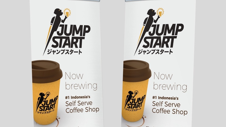 Jasa desain spanduk online Jump Start, desain spanduk toko, cafe, rumah makan, dan lainnya. Desain spanduk kreatif dengan harga terjangkau.