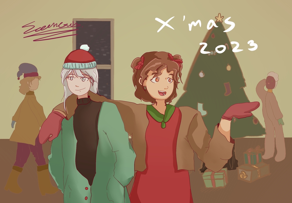 รับวาดรูปภาพประกอบคริสต์มาส 2023 🎄  วาดภาพประกอบสำหรับการ์ดอวยพร, เกมส์ออนไลน์,  รับออกงานอีเว้นท์วาดภาพ 🎨