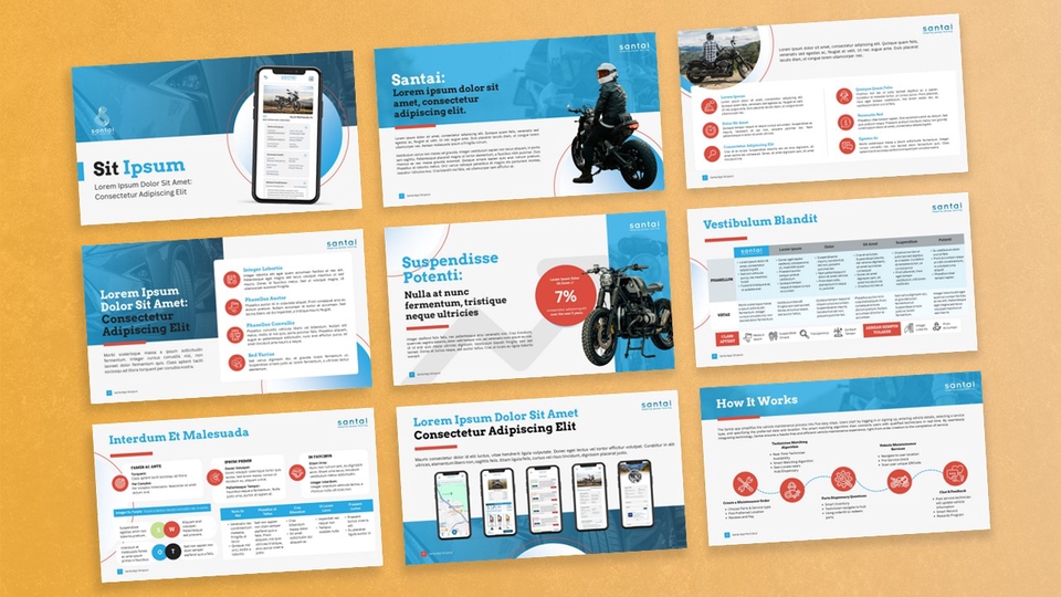 Jasa desain presentasi powerpoint untuk presentasi bisnis profesional dengan desain template modern dan menarik.