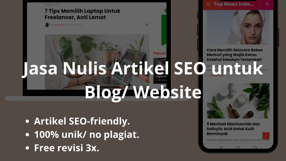 Jasa Penulisan Artikel SEO untuk Blog dan Website, Freelance Writer, Copywriter, Artikel SEO Friendly, 100% Unik, No Plagiat, Free Revisi 3x.