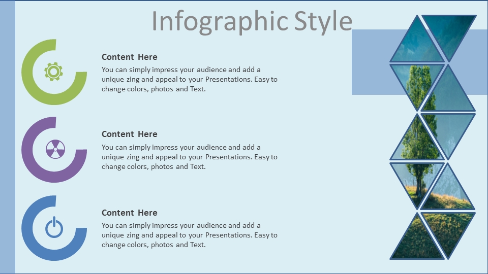 รับทำ presentation สวยๆ ด้วยรูปแบบ infographic มี 3 สไลด์ ใช้สีฟ้าและสีเขียวเป็นหลัก พร้อมภาพพื้นหลังธรรมชาติ