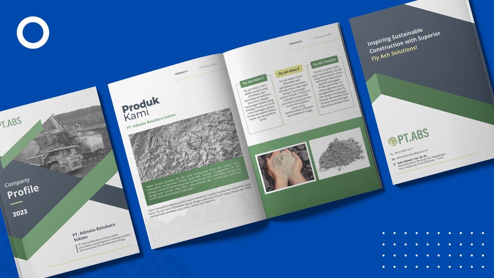 Desain company profile profesional dengan template modern dan menarik.