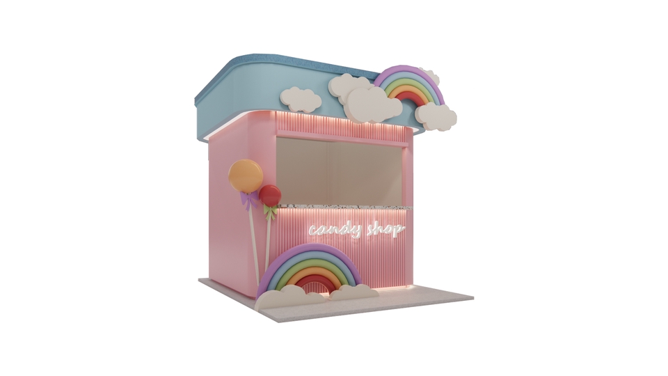 รับปั้นโมเดล 3d ตู้ขายของ เก๋ๆ สไตล์น่ารัก 3d packshot 3D model 3D rendering