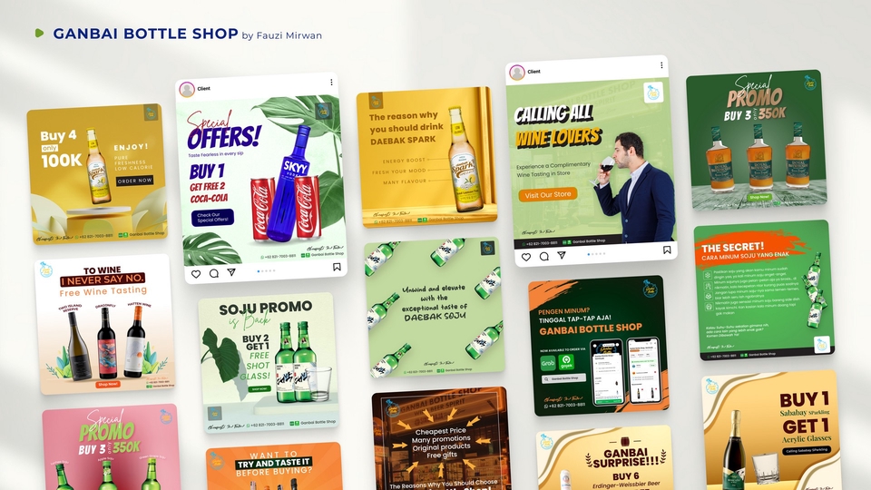 Jasa Desain Banner Instagram Promosi Minuman Gamba Bottle Shop
