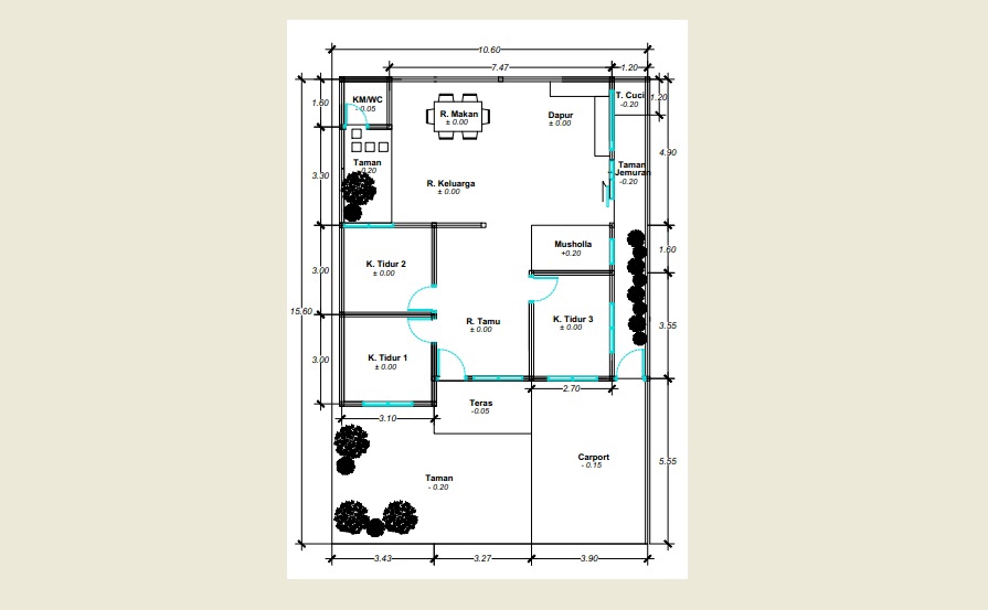 CAD Drawing - Desain 2D - Gambar IMB Rumah Tinggal Murah Meriah - 3