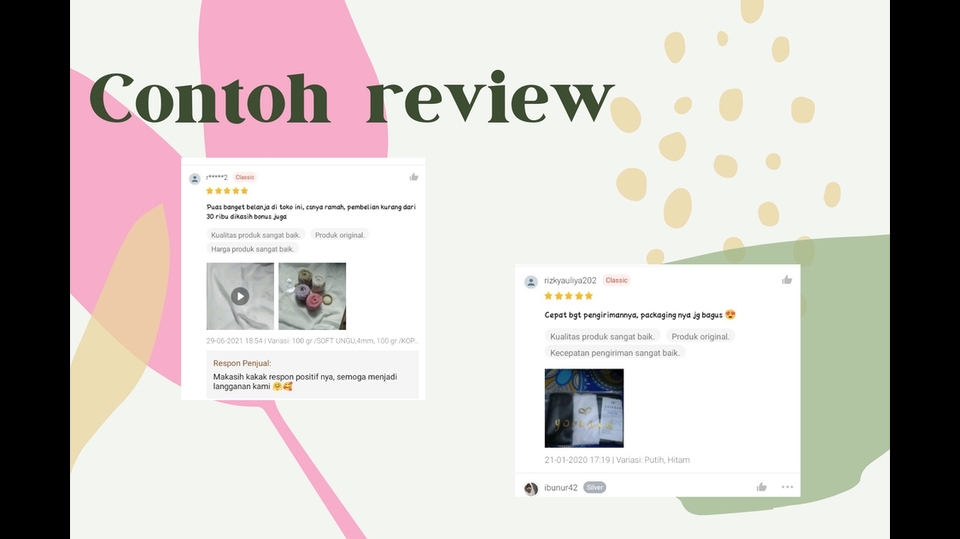 Memberi Review - REVIEWERS SHOPEE, LAZADA, TOKOPEDIA - 5