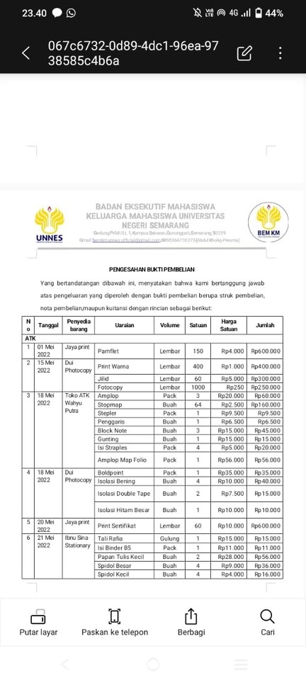 Jasa Pembuatan Laporan Keuangan: Rincian Bukti Pembelian ATK untuk konsultan keuangan bisnis di Indonesia.