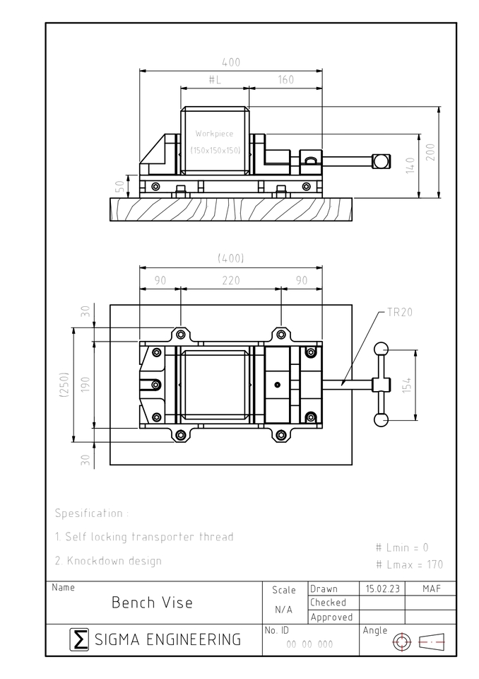 CAD Drawing - Desain CAD 2D & 3D Modeling Ragum (Bench Vise) Beserta Perhitungannya - 5
