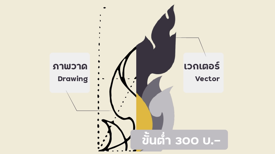 เปลี่ยนรูปเป็นเวกเตอร์ - ดราฟภาพลวดลาย&วัตถุสิ่งของต่างๆเป็นเวกเตอร์ด้วย Ai - 1