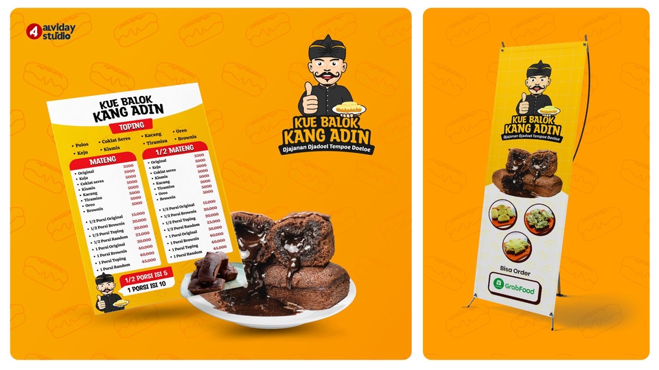 Jasa desain logo online untuk logo rumah makan kue balok, contoh desain logo untuk website, pembuatan logo untuk bisnis makanan dan minuman.
