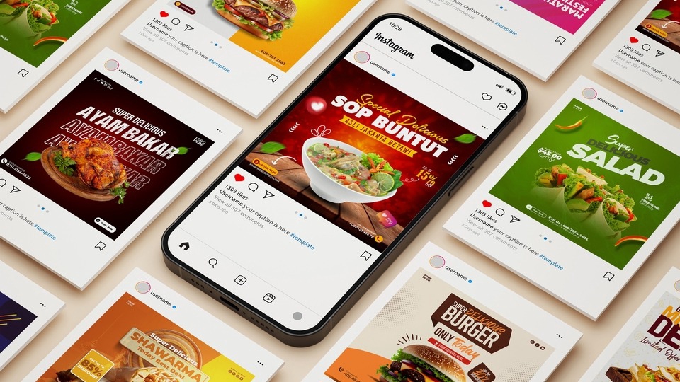 Jasa Desain Banner Instagram Profesional, desain banner promosi makanan, banner iklan instagram, bikin banner online shop, template banner unik