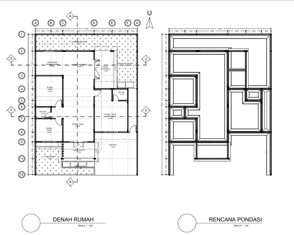 Jasa drafter arsitek autocad pembuatan denah rumah dan rencana pondasi