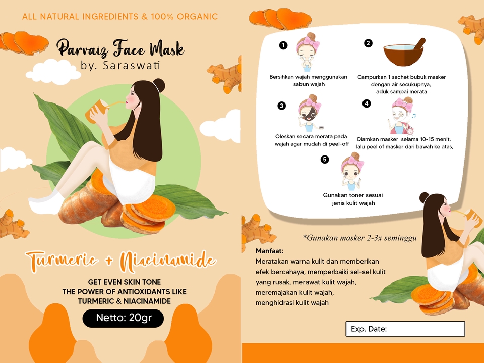 Label & Kemasan - Jasa Desain Kemasan Sachet Masker Organik Dll Sesuai Kebutuhan - 3