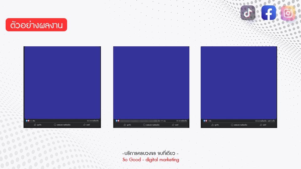 ตัวอย่างผลงาน ช่องทาง Facebook