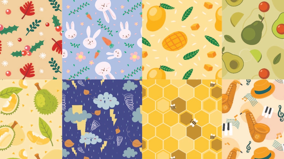 ออกแบบลายผ้า - รับออกแบบลายผ้า Pattern/Repeat สไตล์ Flat - 1
