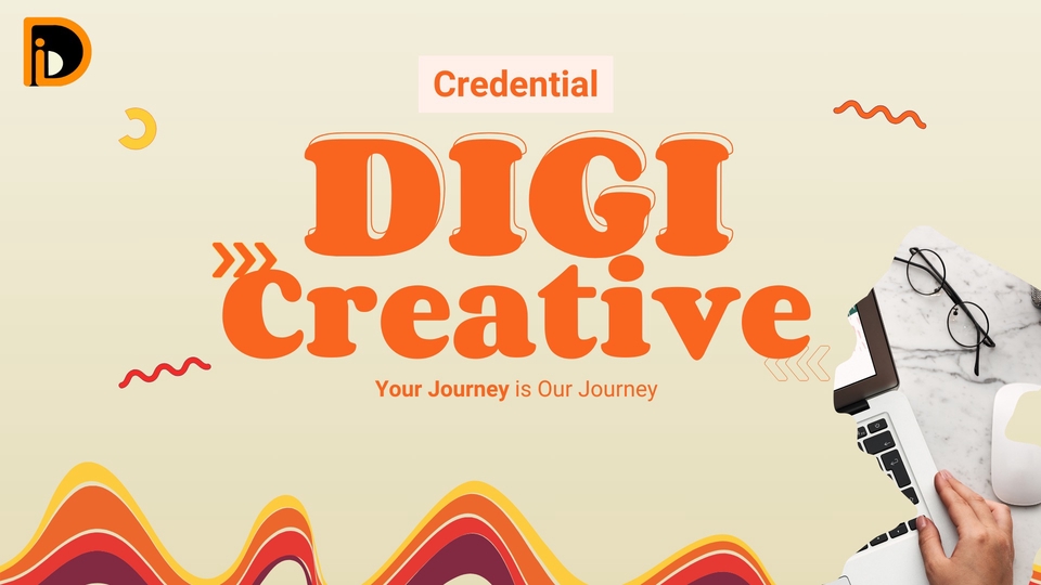 Jasa digital marketing dengan desain modern, ilustrasi, dan teks "Digi Creative" yang menunjukkan layanan digital marketing.