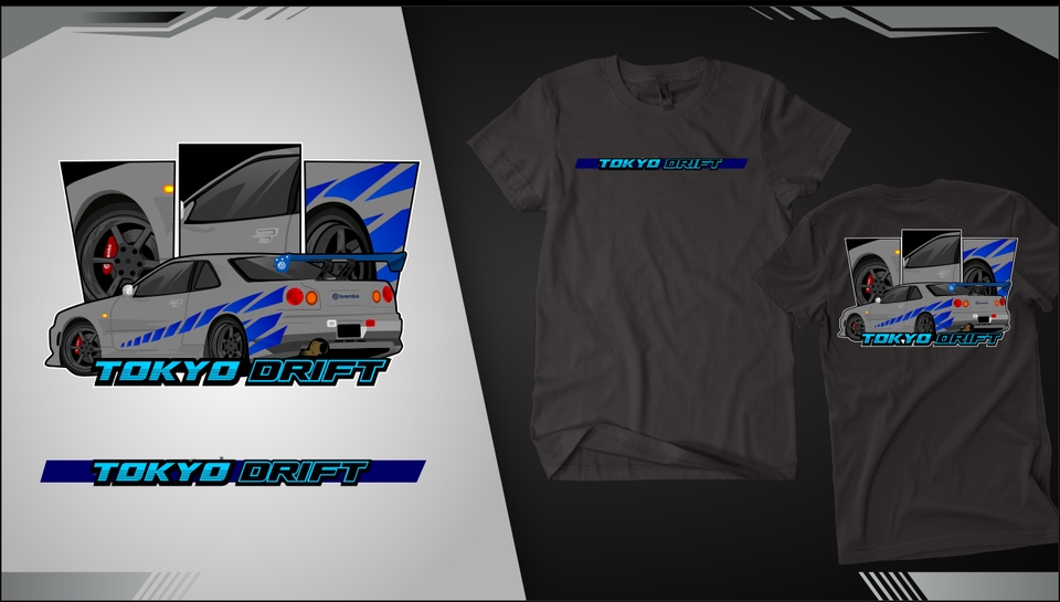 Jasa ilustrasi mobil drift Tokyo dengan desain yang modern dan dinamis. Gambar ilustrasi cocok untuk keperluan kaos, sticker, dan desain lainnya.