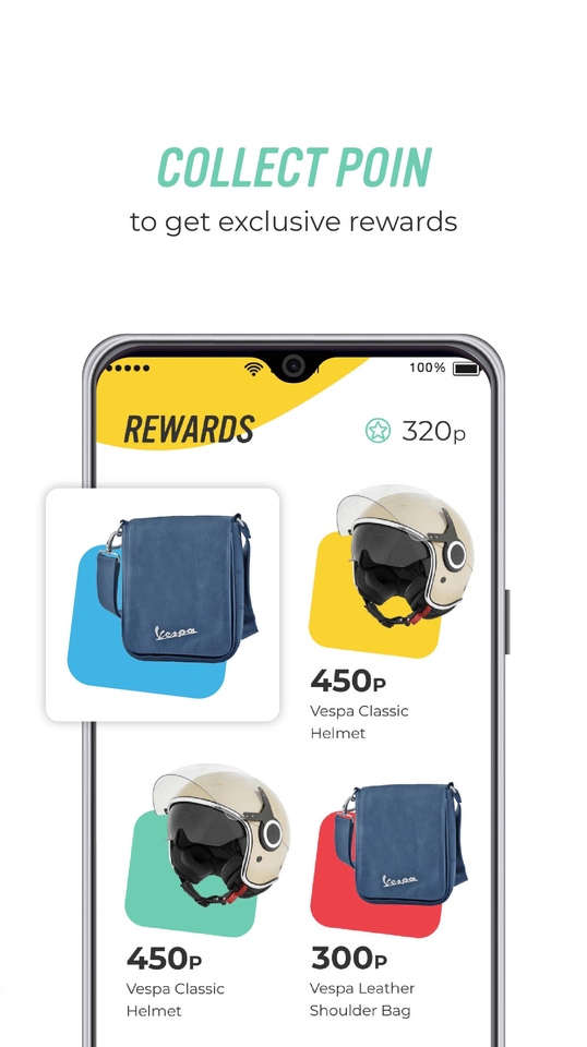 Aplikasi mobile dengan poin reward untuk menukarkan dengan produk Vespa