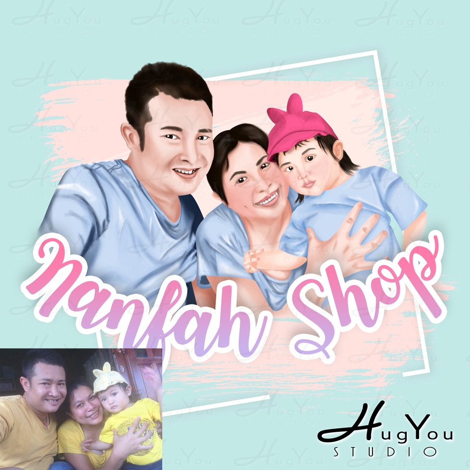 รับวาดภาพเหมือน ภาพครอบครัวพ่อแม่ลูก ภาพประกอบสีน้ำ ภาพวาดเหมือน ภาพวาด portrait
