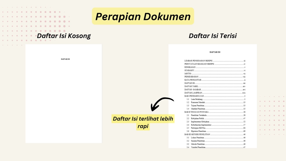Jasa pengetikan online - contoh daftar isi dokumen rapi dan mudah dipahami.