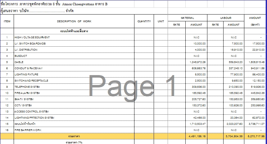 เขียนแบบวิศวกรรมและออกแบบโครงสร้าง - งานถอดแบบประมานราคางานระบบ M&E (BOQ) - 3
