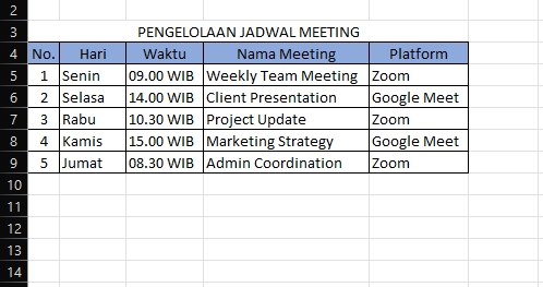 Jasa virtual assistant mengatur jadwal meeting dengan platform zoom dan google meet