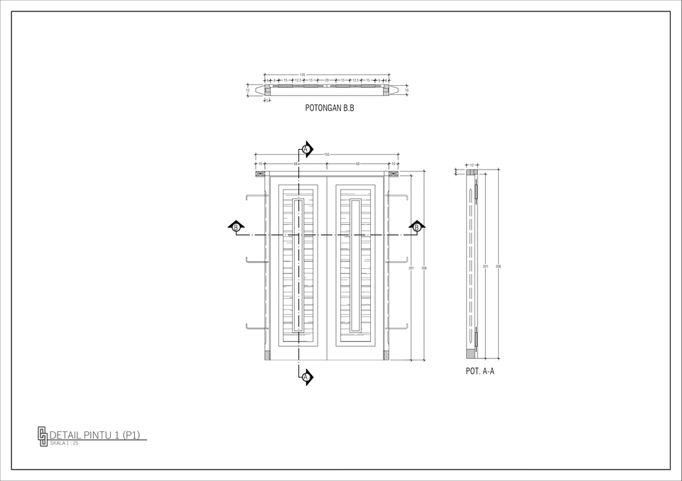 Jasa drafter autocad murah, pembuatan desain pintu dengan detail 3D, gambar arsitektur