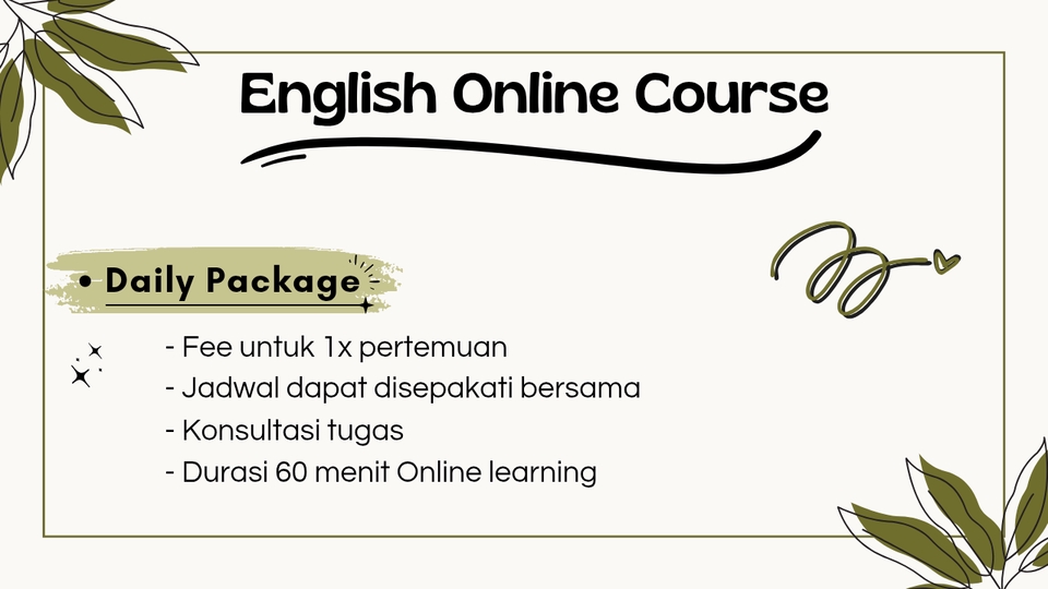 Kursus Bahasa Inggris Online Harian dengan Durasi 60 Menit