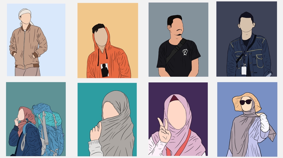 Gambar dan Ilustrasi - Ilustrasi Potret Sederhana, Simpel, Kekinian, Cepat dan Murah. - 1