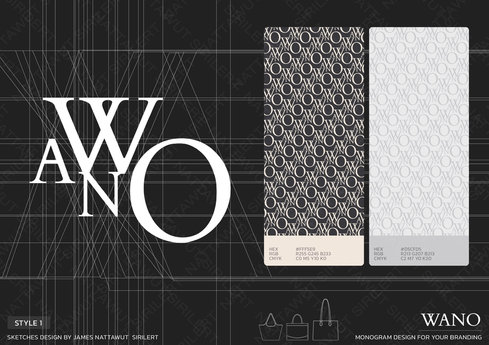 ออกแบบโลโก้แบรนด์WANOและลายผ้า