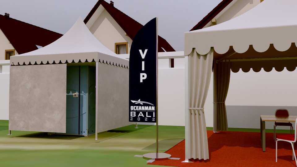 Jasa desain interior dan arsitektur untuk desain kafe minimalis dengan penggunaan tenda dan dekorasi VIP.