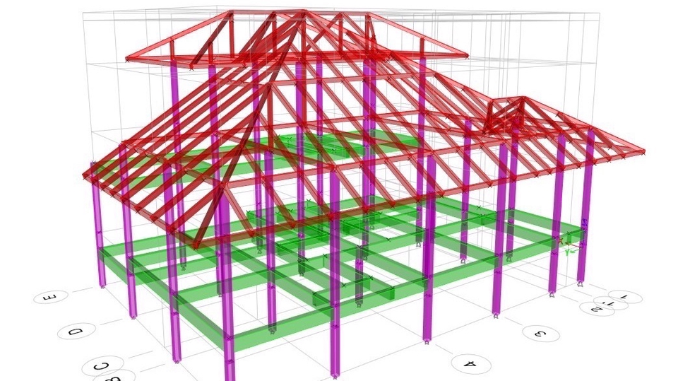รับเขียนแบบโครงสร้างอาคาร บ้านพักอาศัย พร้อม boq 3D autocad