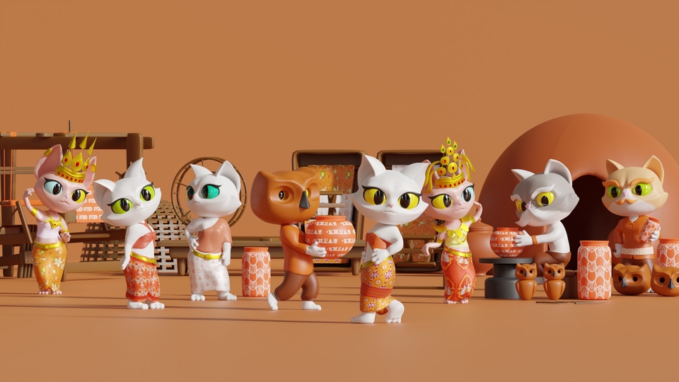 รับทำโมเดล3Dสินค้า โมเดลแมวน่ารัก 3D packshot