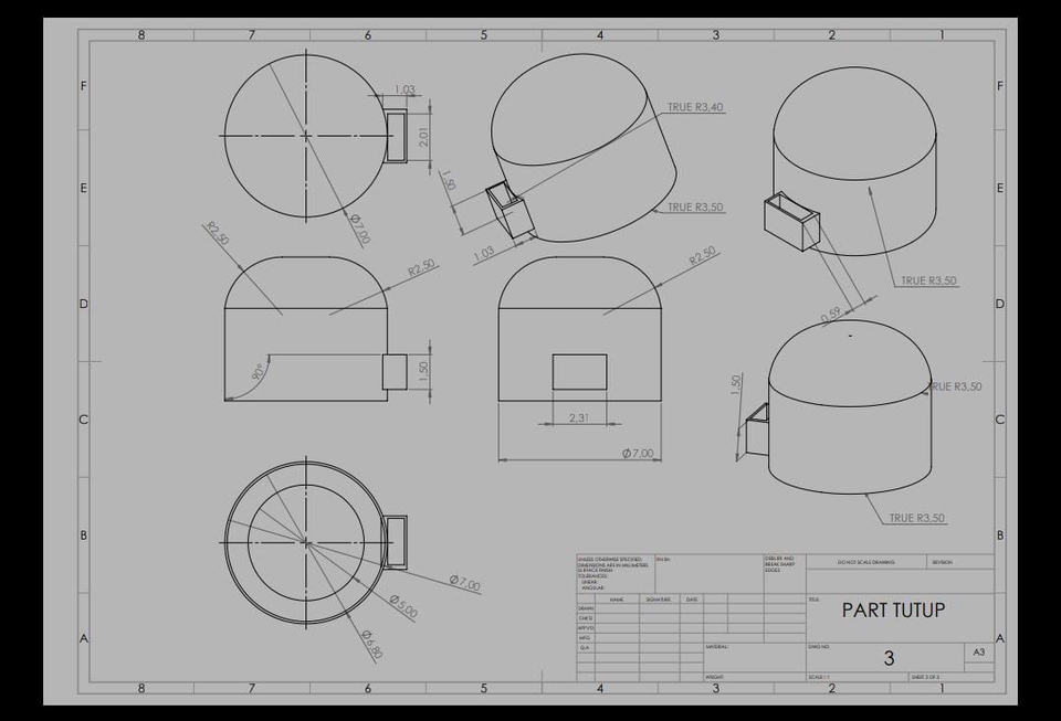 3D & Perspektif - Desain alat makan menggunakan Solidwork, selesai 8 jam - 3
