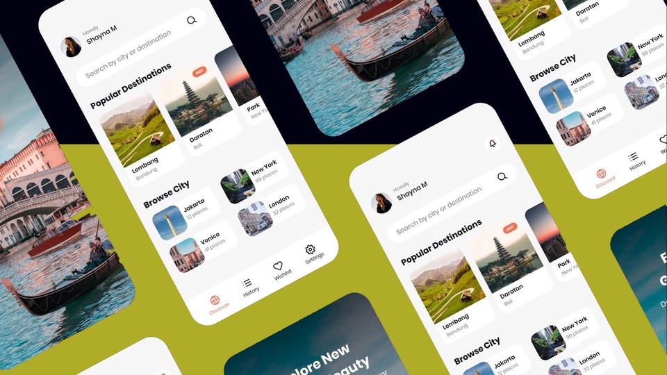 Desain antarmuka dan pengalaman pengguna aplikasi mobile yang modern dan profesional dengan berbagai fitur.