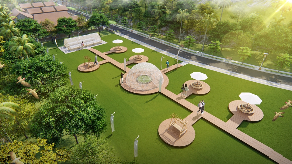 3D & Perspektif - Desain dan 3D Rendering untuk Playground, Community Landscape Park, dan Public Space - 3