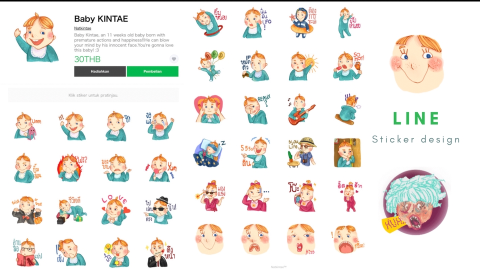 ออกแบบ LINE Sticker - ออกแบบ Sticker line + Mascot (Digital Paint / สีน้ำ/ สีเทียน) - 1