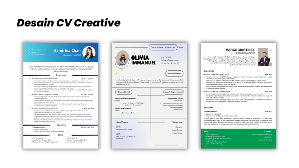 Desain CV unik dan kreatif dengan tema minimalis untuk meningkatkan peluang mendapatkan pekerjaan